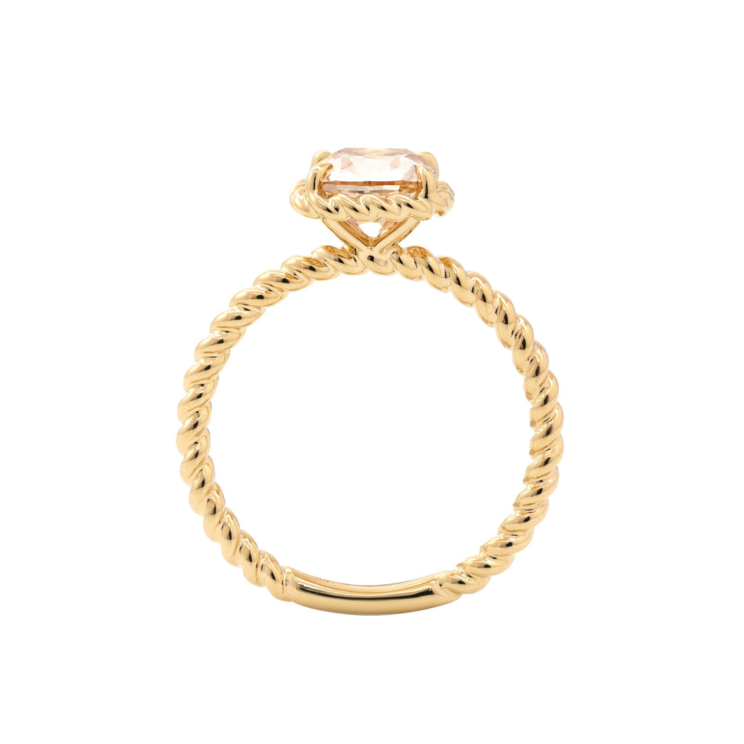 Old Mine-Cut Lab Diamond Solitaire Ring with Twisted Rope Gallery - FIORESE JEWELRY