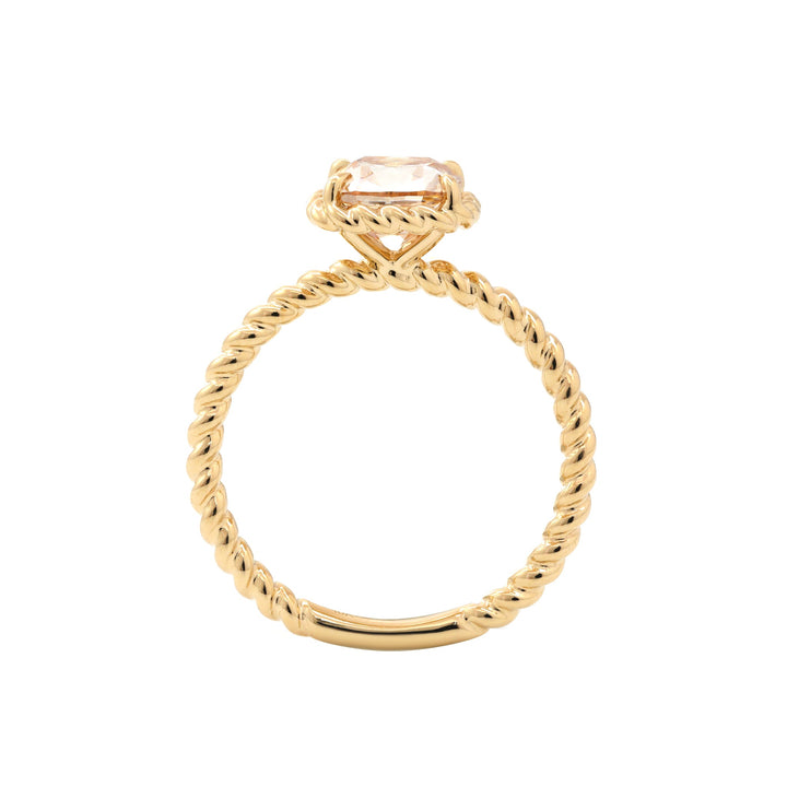 Old Mine-Cut Lab Diamond Solitaire Ring with Twisted Rope Gallery - FIORESE JEWELRY