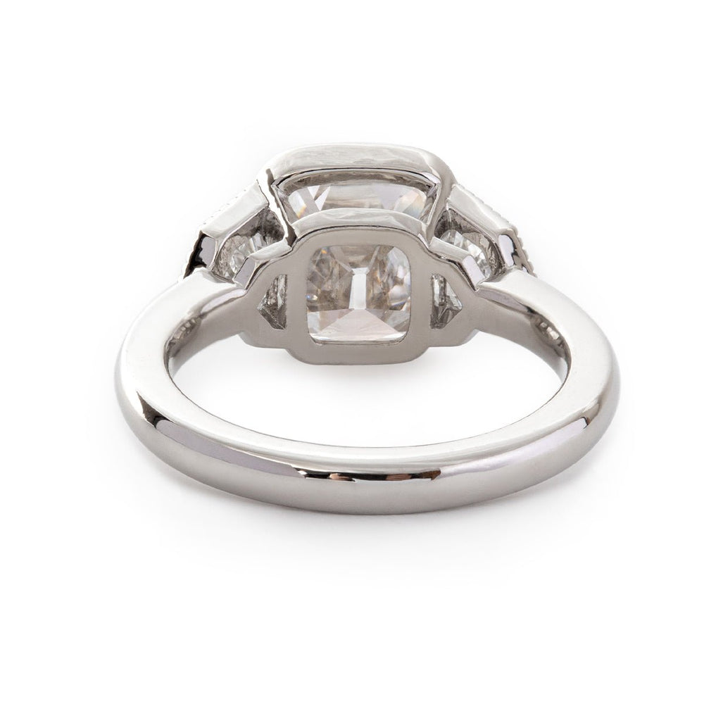 Old Mine - Cut Lab Diamond Three - Stone Ring with Cadillac Side Stones - FIORESE JEWELRY
