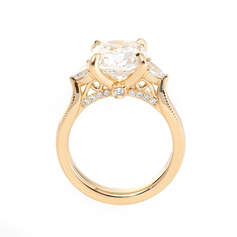 Old Mine - Cut Lab Diamond Three - Stone Ring with Trillion Side Stones - FIORESE JEWELRY