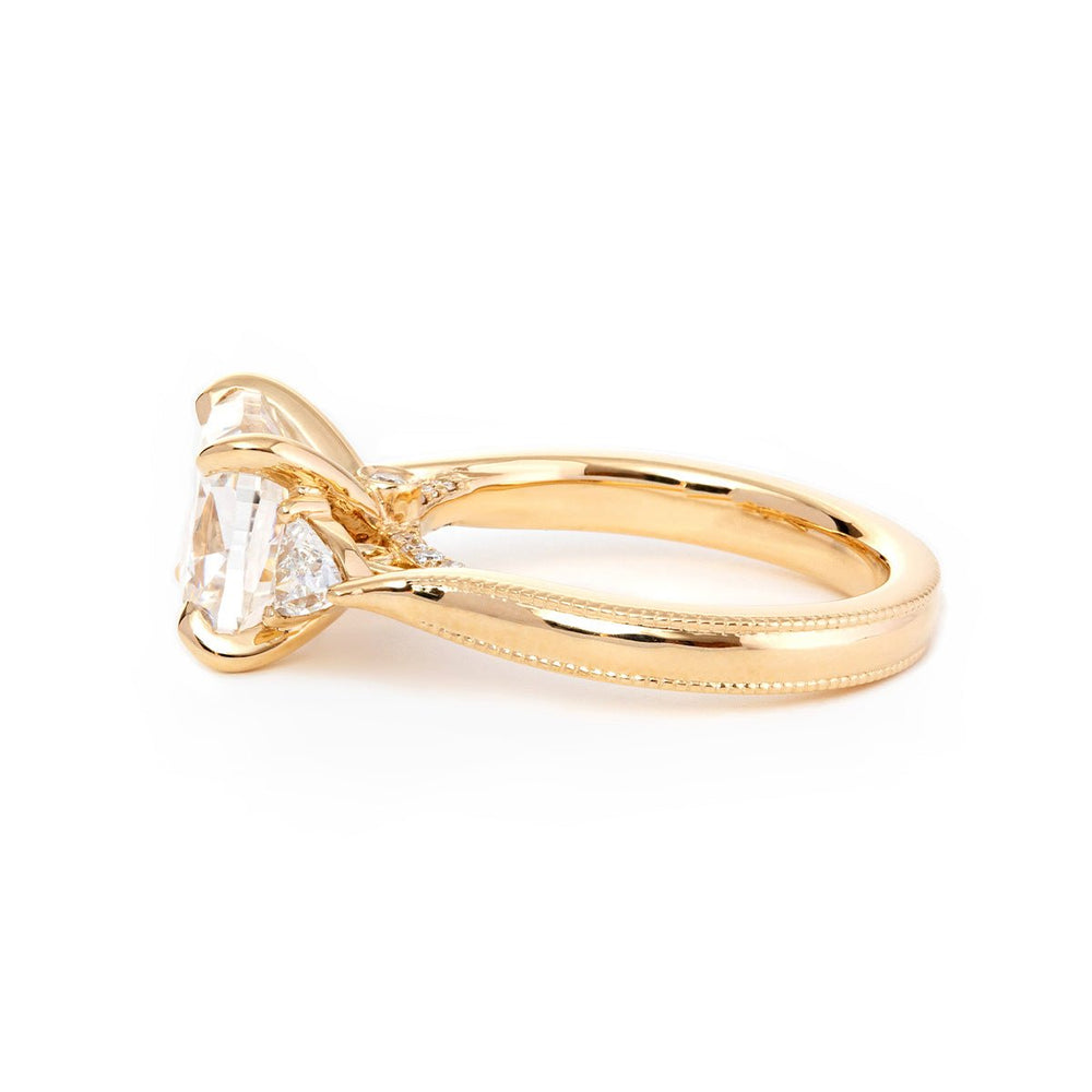 Old Mine - Cut Lab Diamond Three - Stone Ring with Trillion Side Stones - FIORESE JEWELRY