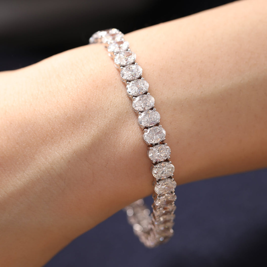 Oval Cut Lab Diamond 4-Prong Basket Tennis Bracelet - FIORESE JEWELRY