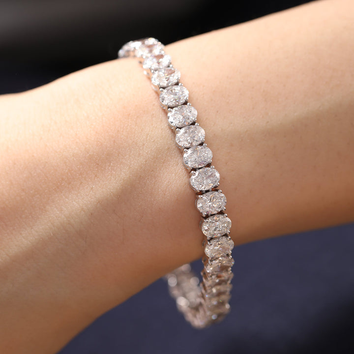 Oval Cut Lab Diamond 4-Prong Basket Tennis Bracelet - FIORESE JEWELRY