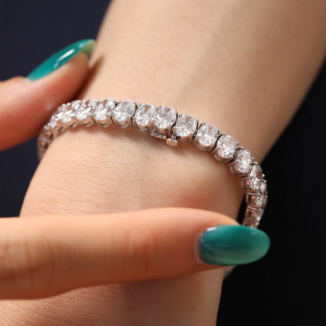 Oval Cut Lab Diamond 4-Prong Basket Tennis Bracelet - FIORESE JEWELRY