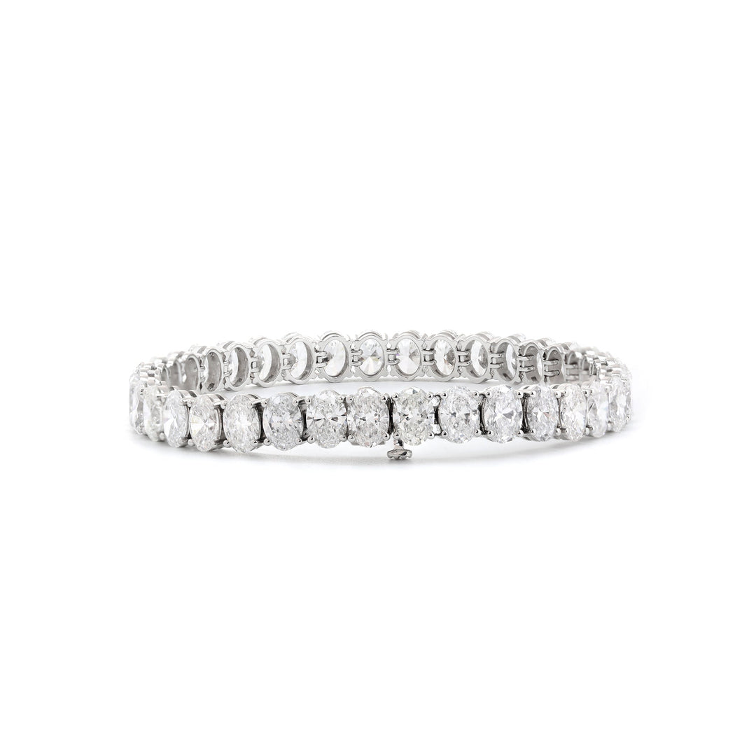 Oval Cut Lab Diamond 4-Prong Basket Tennis Bracelet - FIORESE JEWELRY