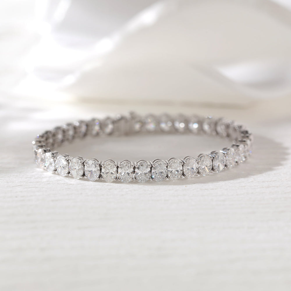 Oval Cut Lab Diamond 4-Prong Basket Tennis Bracelet - FIORESE JEWELRY