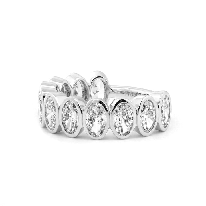Oval - Cut Lab Diamond Bezel 2/3 Eternity Ring - FIORESE JEWELRY
