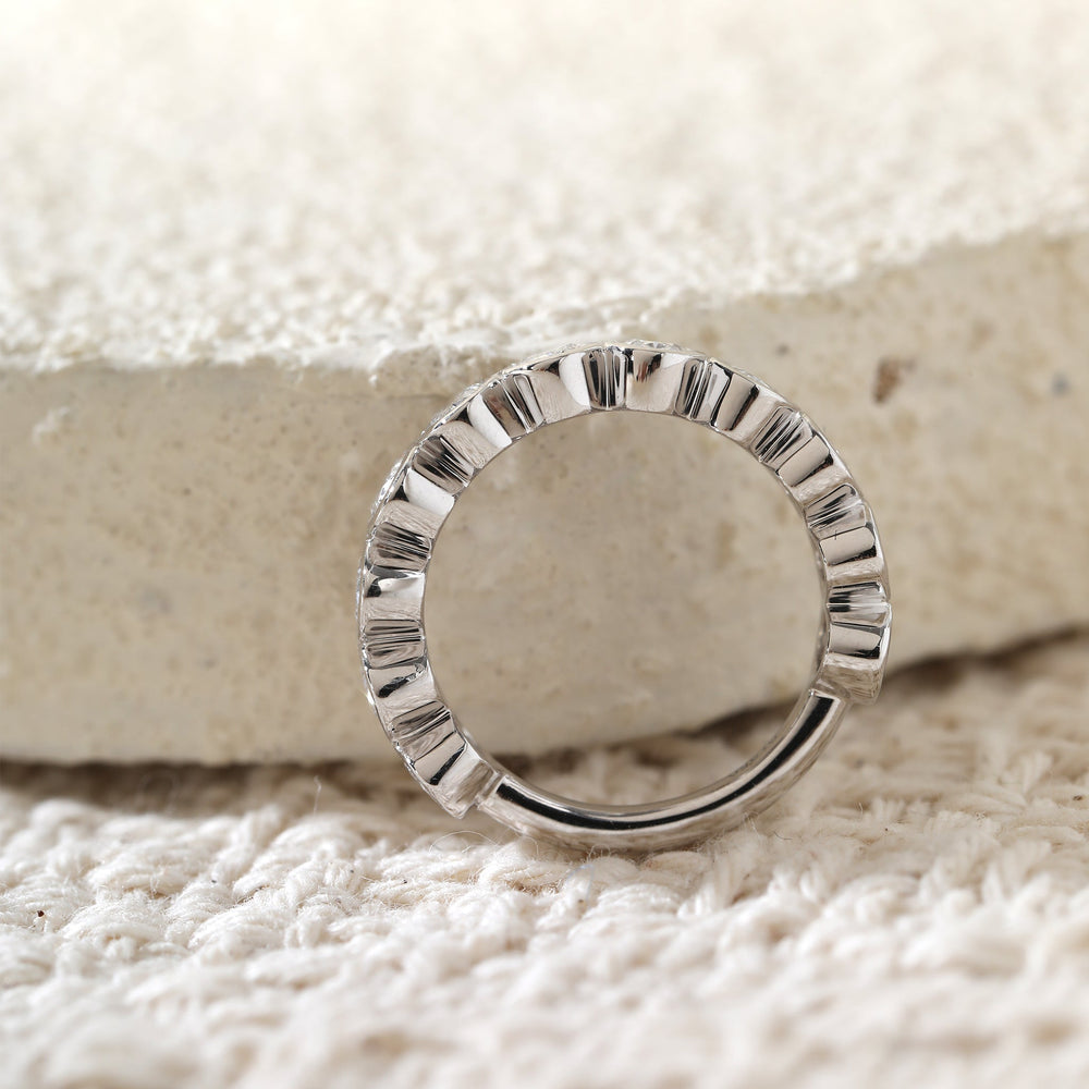 Oval - Cut Lab Diamond Bezel 2/3 Eternity Ring - FIORESE JEWELRY