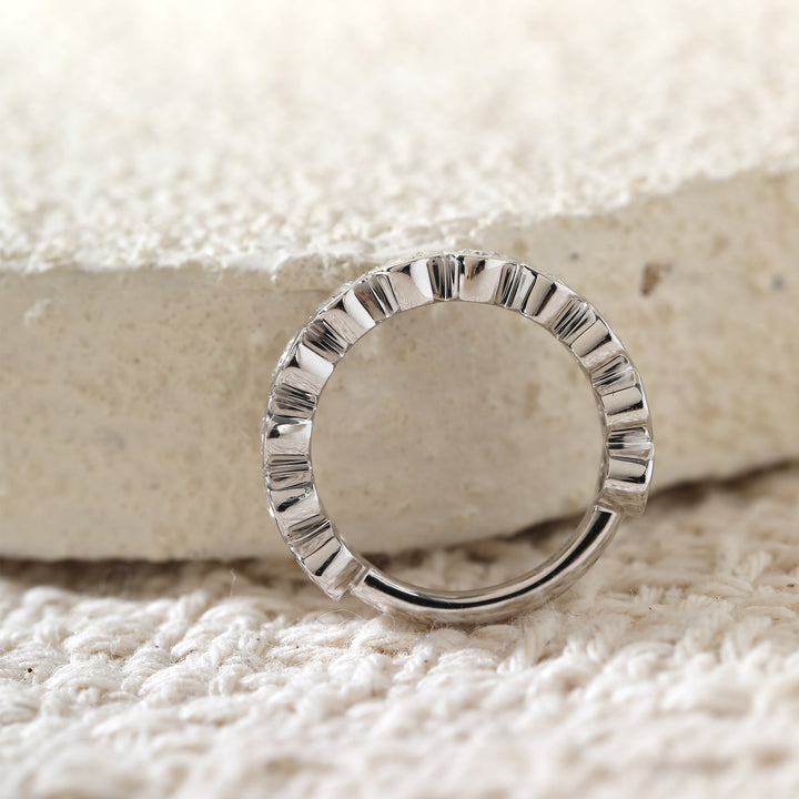 Oval - Cut Lab Diamond Bezel 2/3 Eternity Ring - FIORESE JEWELRY