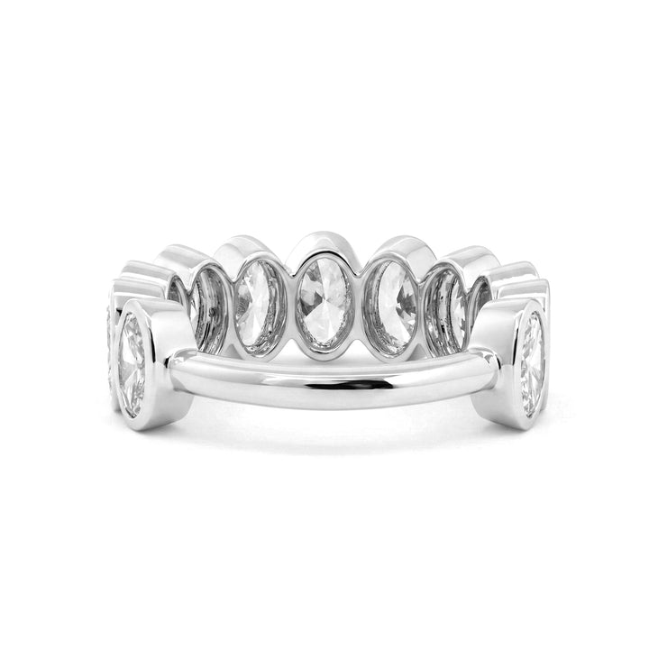Oval - Cut Lab Diamond Bezel 2/3 Eternity Ring - FIORESE JEWELRY
