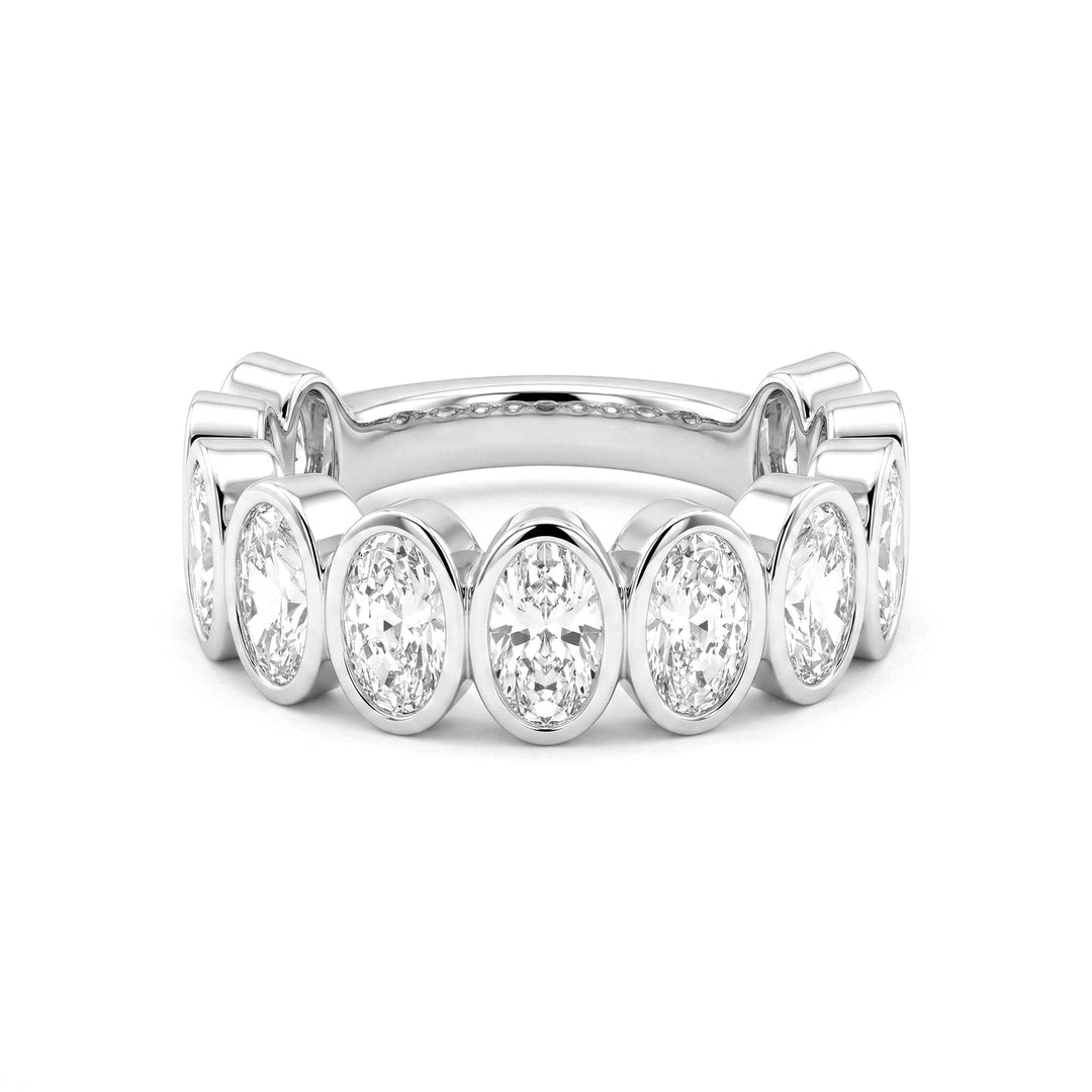 Oval - Cut Lab Diamond Bezel 2/3 Eternity Ring - FIORESE JEWELRY