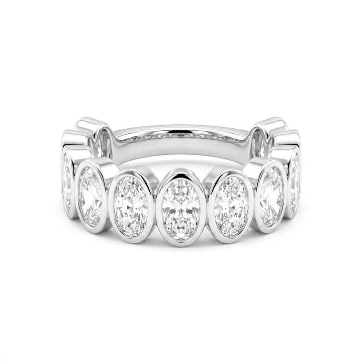 Oval - Cut Lab Diamond Bezel 2/3 Eternity Ring - FIORESE JEWELRY