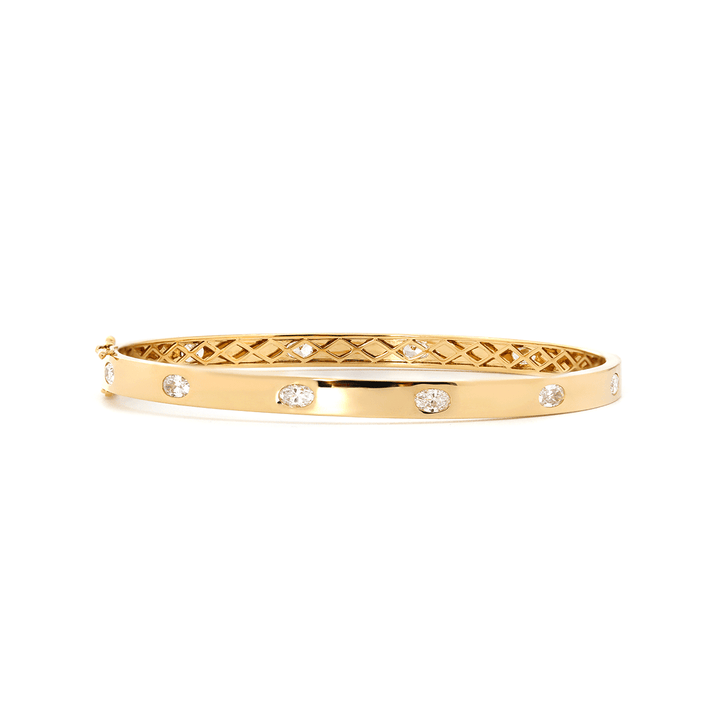 Oval Cut Lab Diamond Bezel - Set Bangle Bracelet - FIORESE JEWELRY