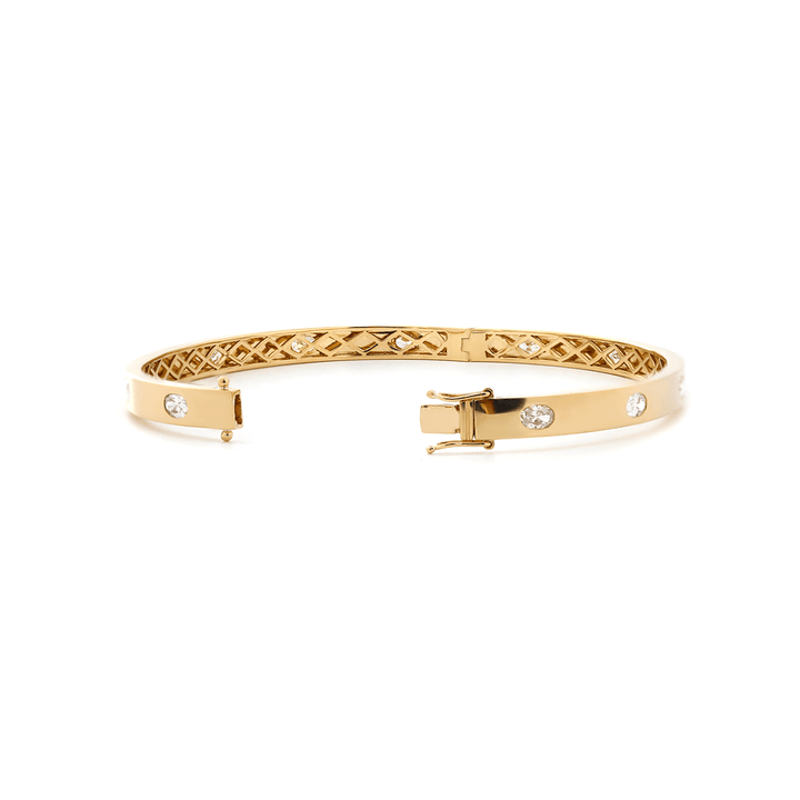 Oval Cut Lab Diamond Bezel - Set Bangle Bracelet - FIORESE JEWELRY