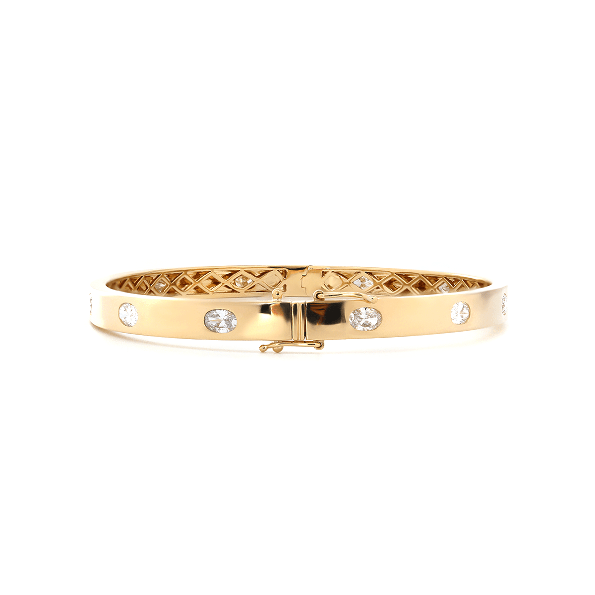 Oval Cut Lab Diamond Bezel-Set Bangle Bracelet