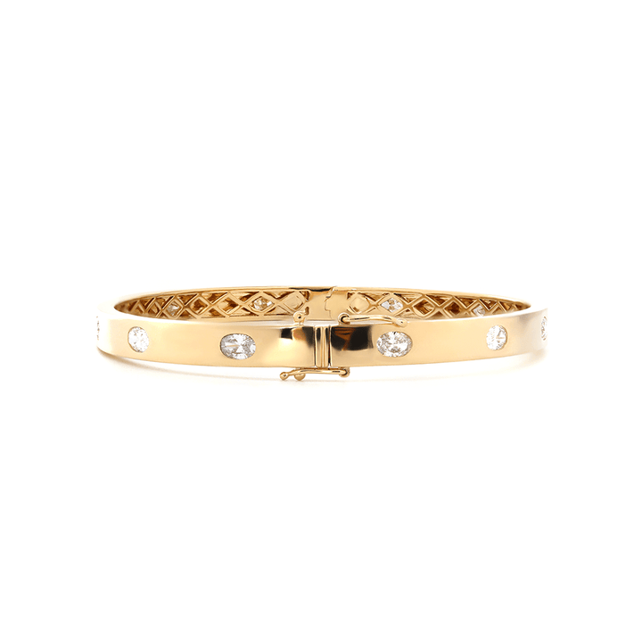 Oval Cut Lab Diamond Bezel - Set Bangle Bracelet - FIORESE JEWELRY