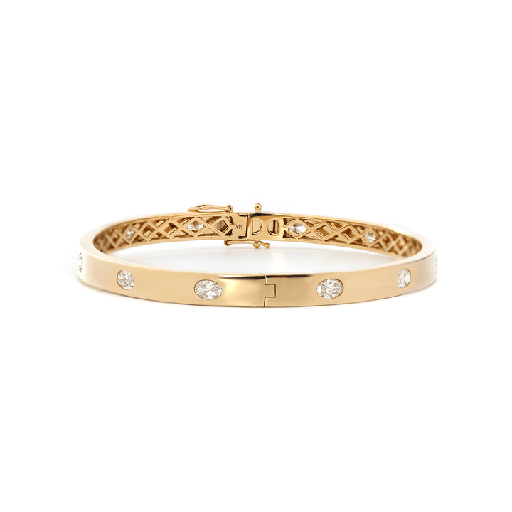 Oval Cut Lab Diamond Bezel - Set Bangle Bracelet - FIORESE JEWELRY