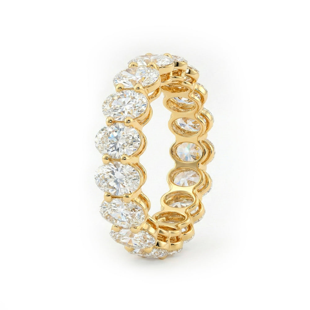 Oval - Cut Lab Diamond Eternity Ring with Shared Prong Basket - FIORESE JEWELRY