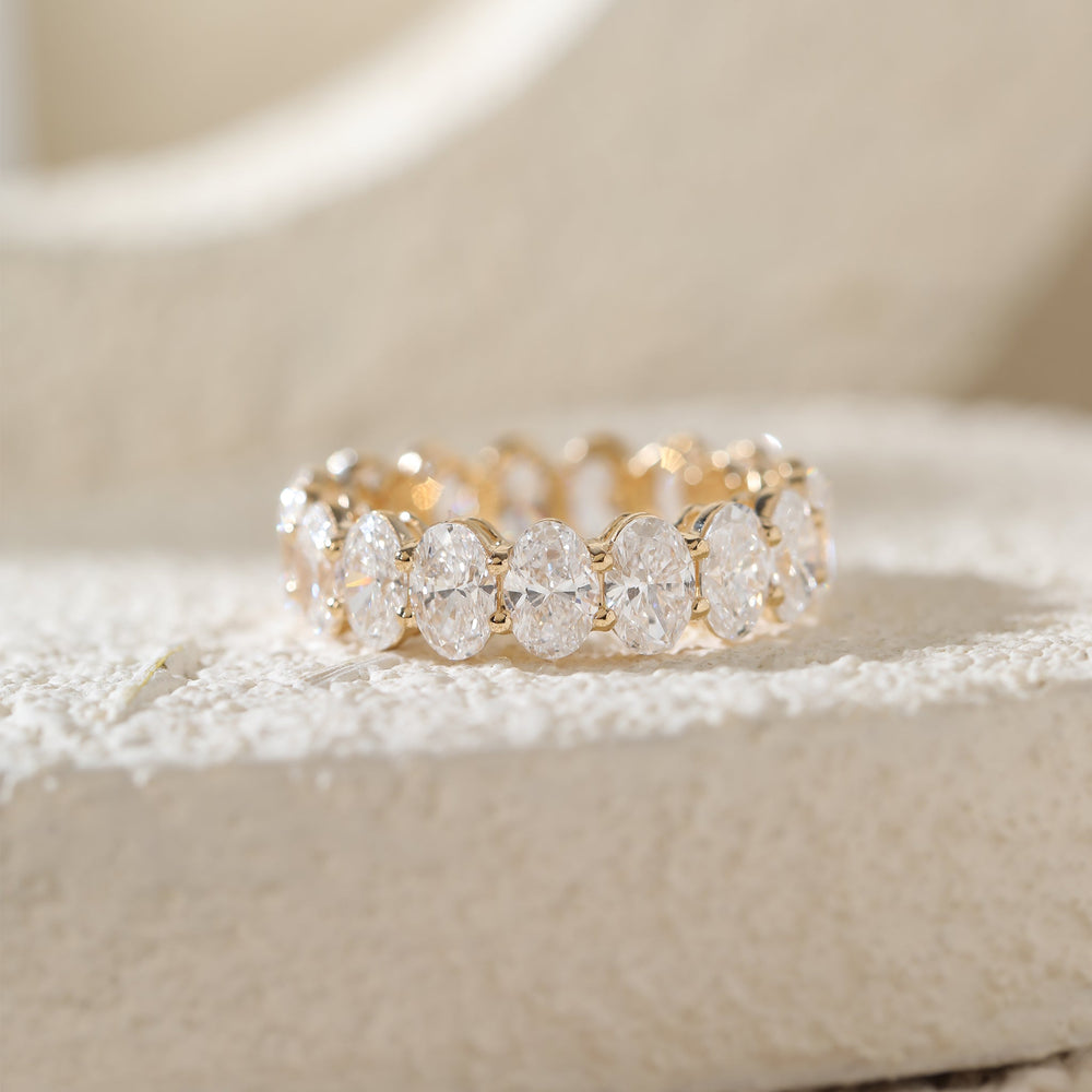 Oval - Cut Lab Diamond Eternity Ring with Shared Prong Basket - FIORESE JEWELRY
