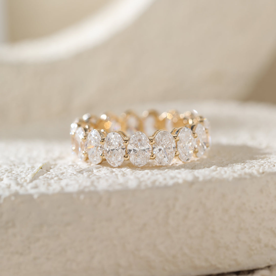Oval - Cut Lab Diamond Eternity Ring with Shared Prong Basket - FIORESE JEWELRY