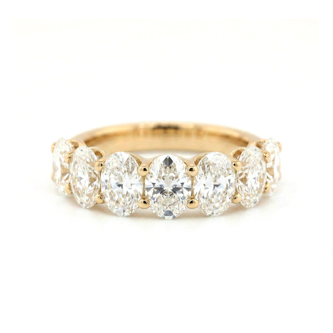 Oval - Cut Lab Diamond Half Eternity Ring with Shared Prong Setting - FIORESE JEWELRY