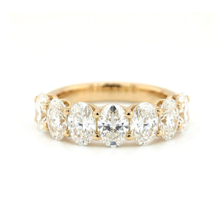 Oval - Cut Lab Diamond Half Eternity Ring with Shared Prong Setting - FIORESE JEWELRY