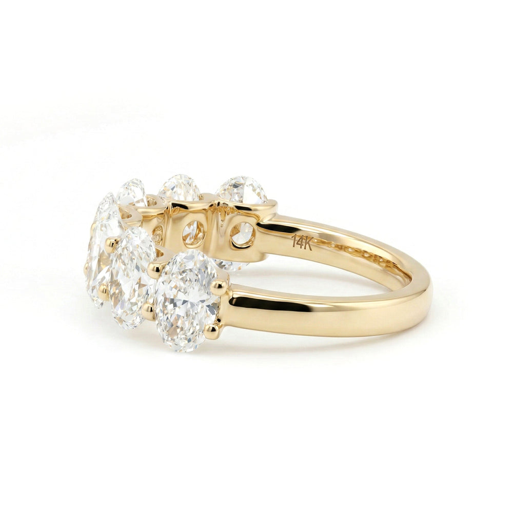 Oval - Cut Lab Diamond Half Eternity Ring with Shared Prong Setting - FIORESE JEWELRY