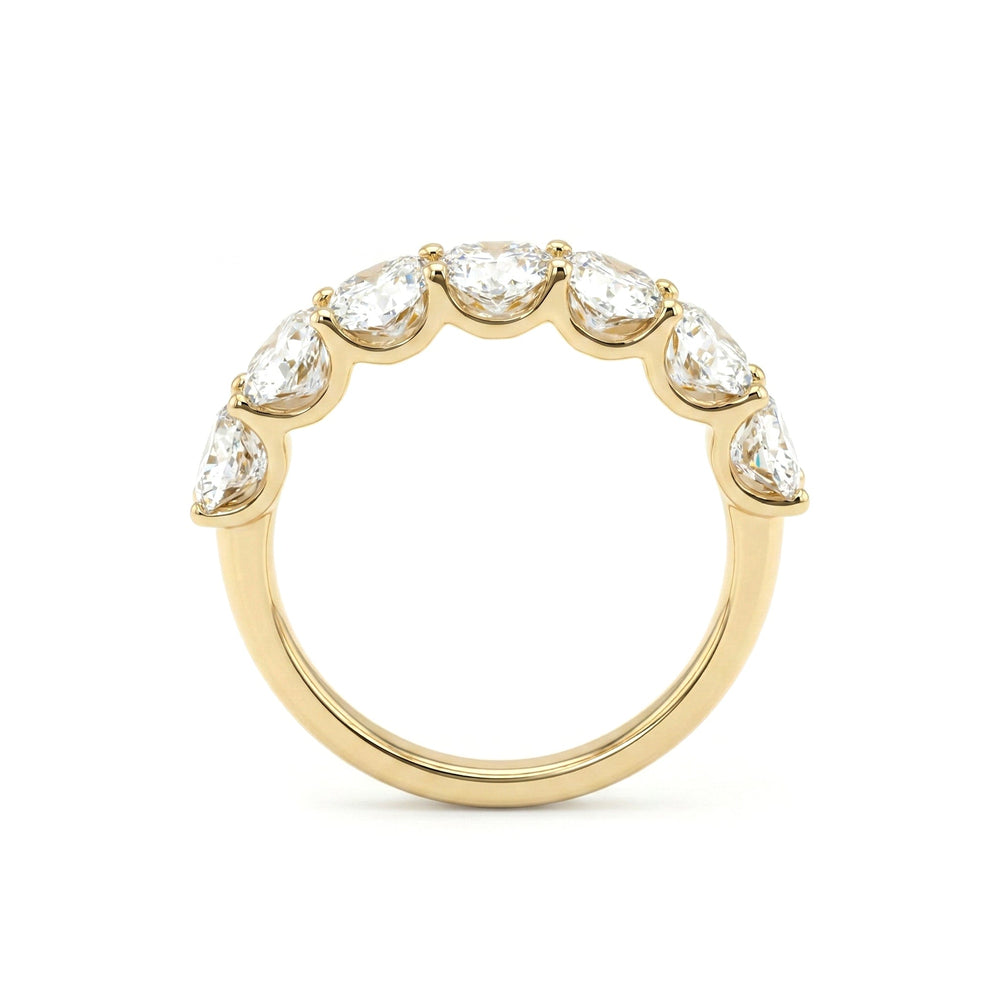 Oval - Cut Lab Diamond Half Eternity Ring with Shared Prong Setting - FIORESE JEWELRY