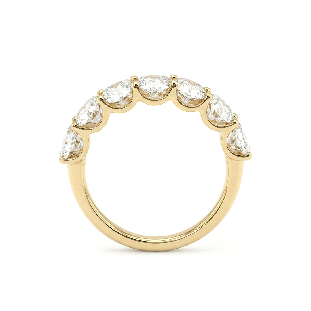 Oval - Cut Lab Diamond Half Eternity Ring with Shared Prong Setting - FIORESE JEWELRY