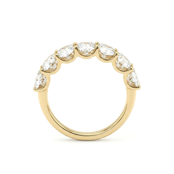 Oval - Cut Lab Diamond Half Eternity Ring with Shared Prong Setting - FIORESE JEWELRY