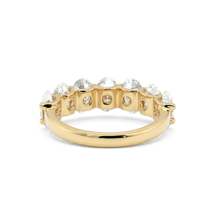 Oval - Cut Lab Diamond Half Eternity Ring with Shared Prong Setting - FIORESE JEWELRY