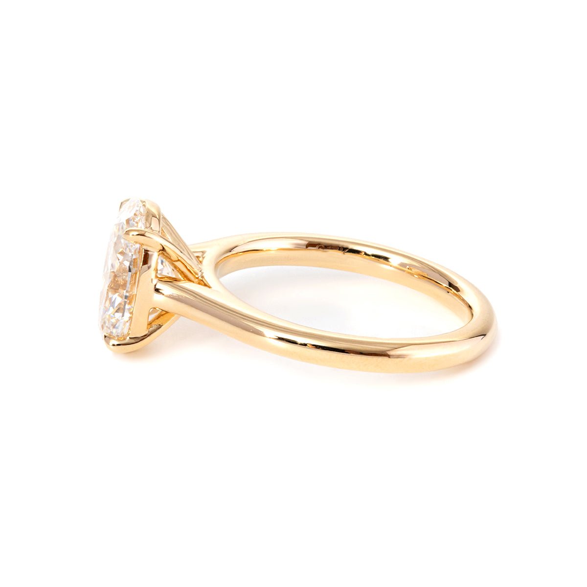 Oval-Cut Lab Diamond Solitaire Ring with 4-Claw Cathedral Setting