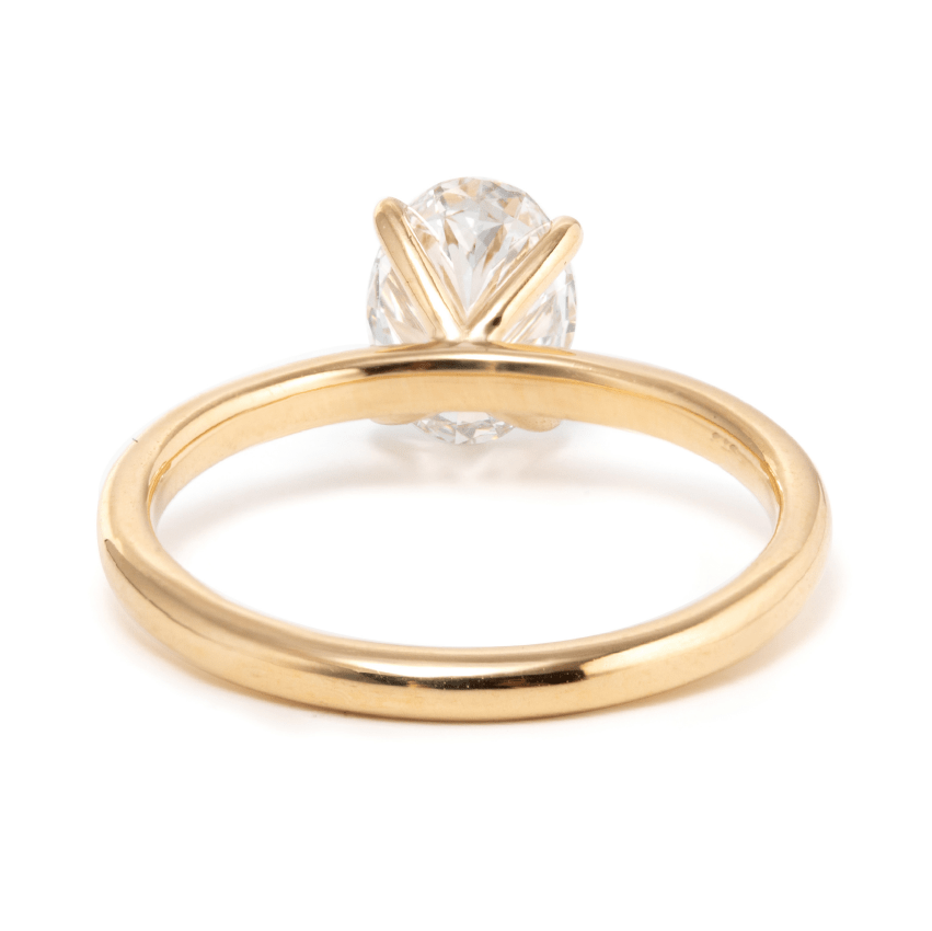 Oval - Cut Lab Diamond Solitaire Ring with 4 - Prong Martini Setting and Bombé Shank - FIORESE JEWELRY