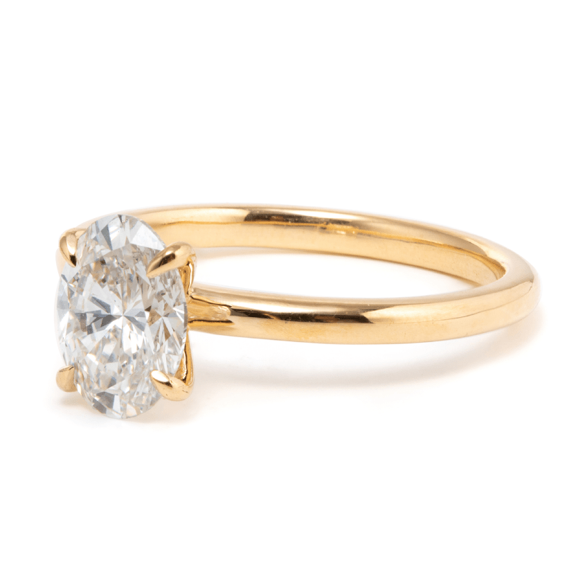 Oval - Cut Lab Diamond Solitaire Ring with 4 - Prong Martini Setting and Bombé Shank - FIORESE JEWELRY