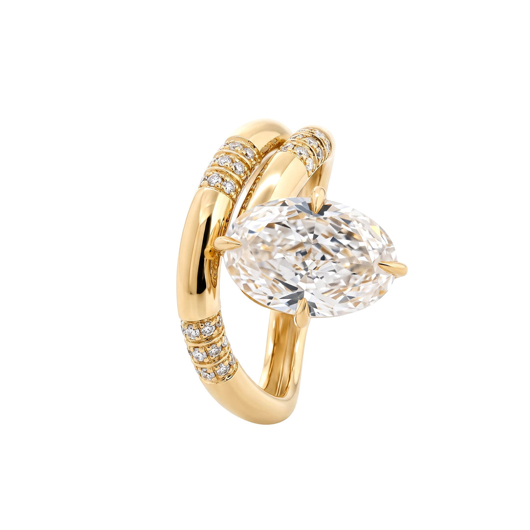 Oval Cut Lab Diamond Wrap Ring with Pavé Accents - FIORESE JEWELRY