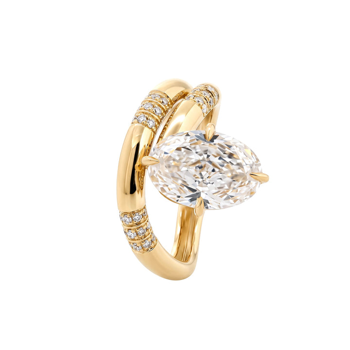 Oval Cut Lab Diamond Wrap Ring with Pavé Accents - FIORESE JEWELRY