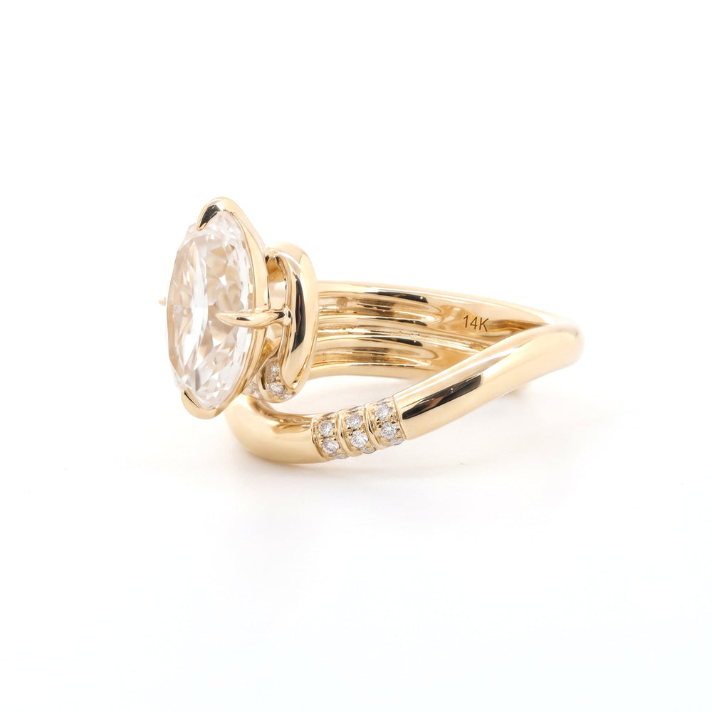 Oval Cut Lab Diamond Wrap Ring with Pavé Accents - FIORESE JEWELRY