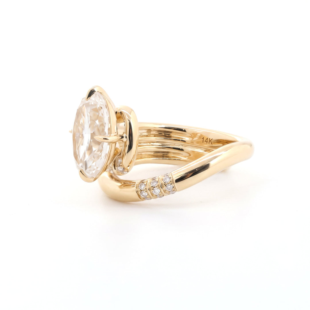 Oval Cut Lab Diamond Wrap Ring with Pavé Accents - FIORESE JEWELRY