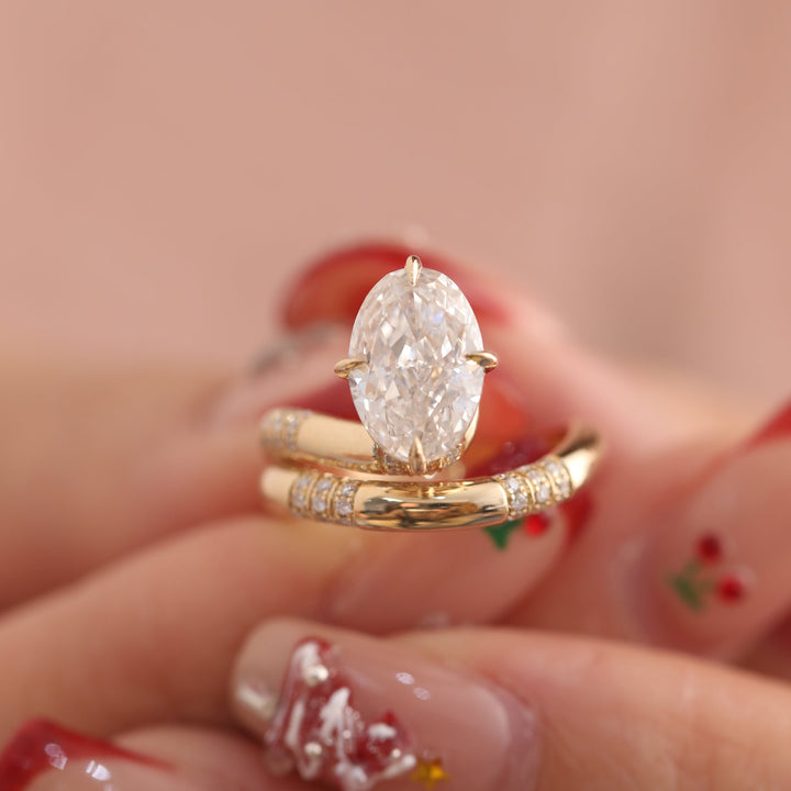 Oval Cut Lab Diamond Wrap Ring with Pavé Accents - FIORESE JEWELRY