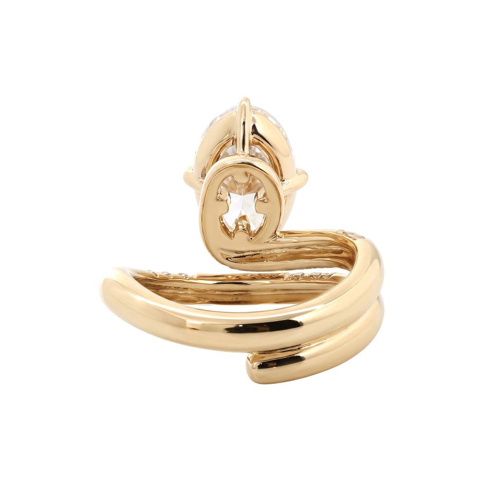 Oval Cut Lab Diamond Wrap Ring with Pavé Accents - FIORESE JEWELRY