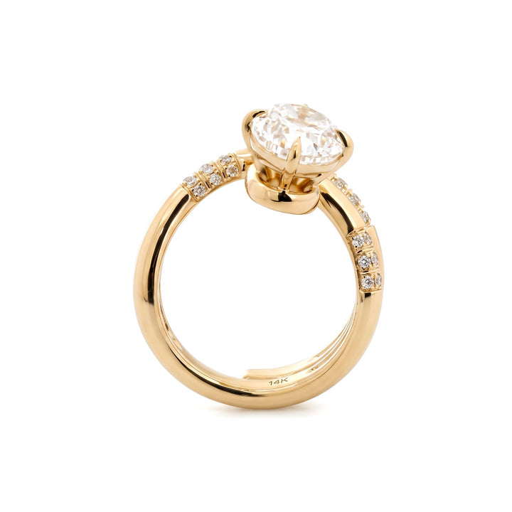 Oval Cut Lab Diamond Wrap Ring with Pavé Accents - FIORESE JEWELRY