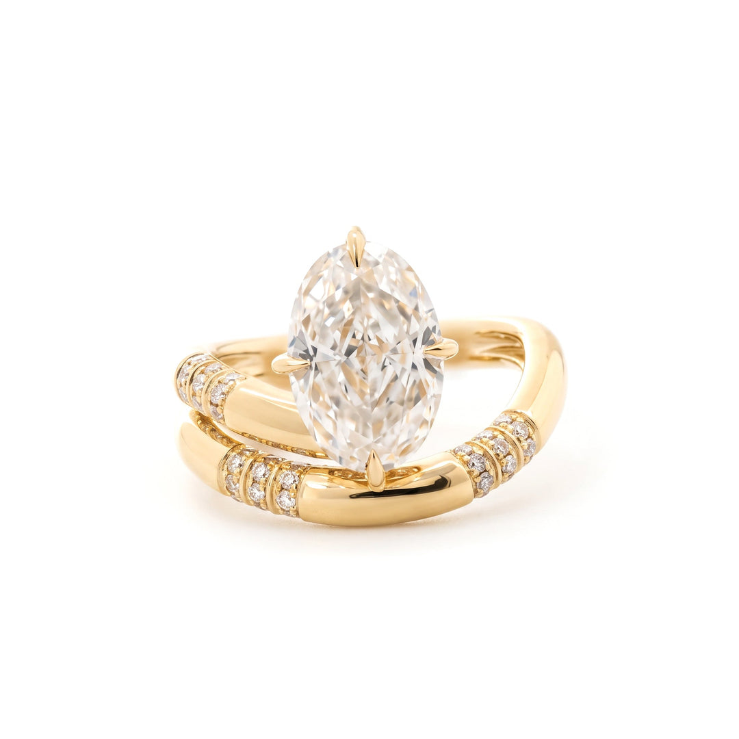 Oval Cut Lab Diamond Wrap Ring with Pavé Accents - FIORESE JEWELRY