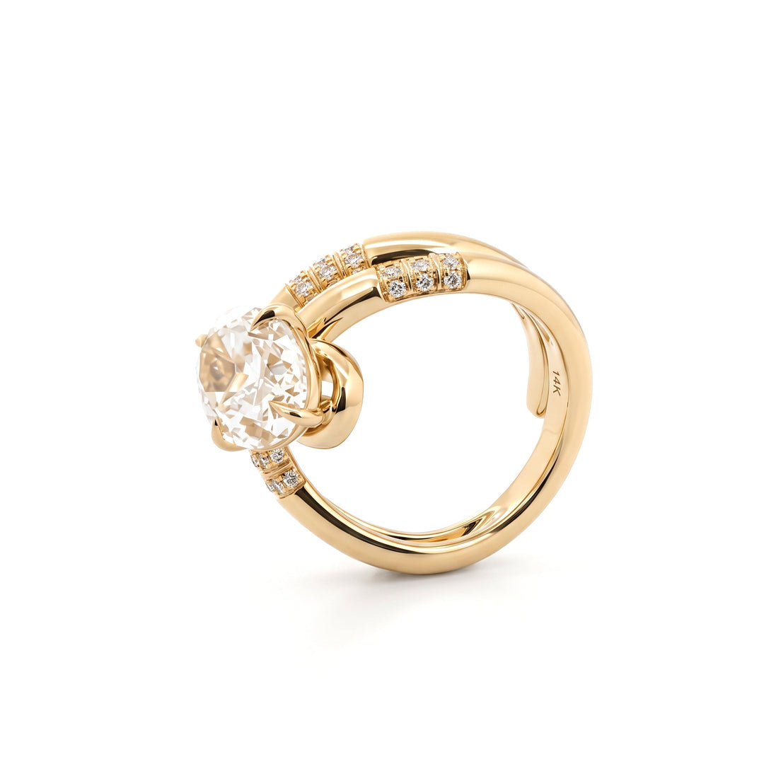 Oval Cut Lab Diamond Wrap Ring with Pavé Accents - FIORESE JEWELRY