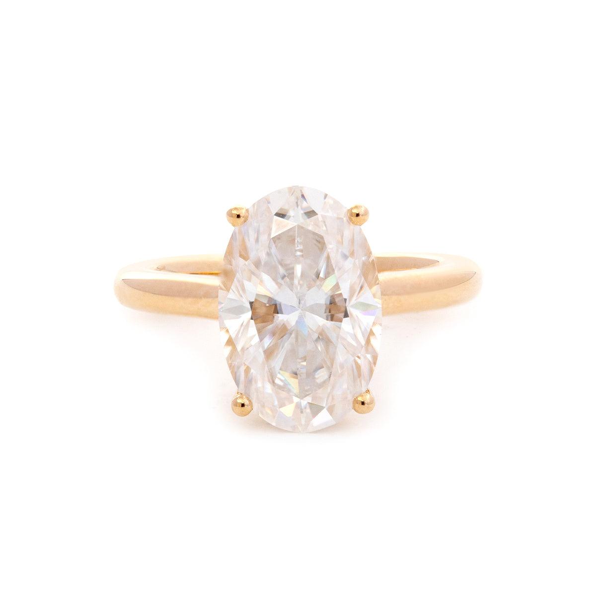 Oval Lab Diamond 4-Round Prong Hidden Halo Cathedral Bridal Set — Engagement Ring with Oval Lab Diamond Half Eternity Shared-Prong Band