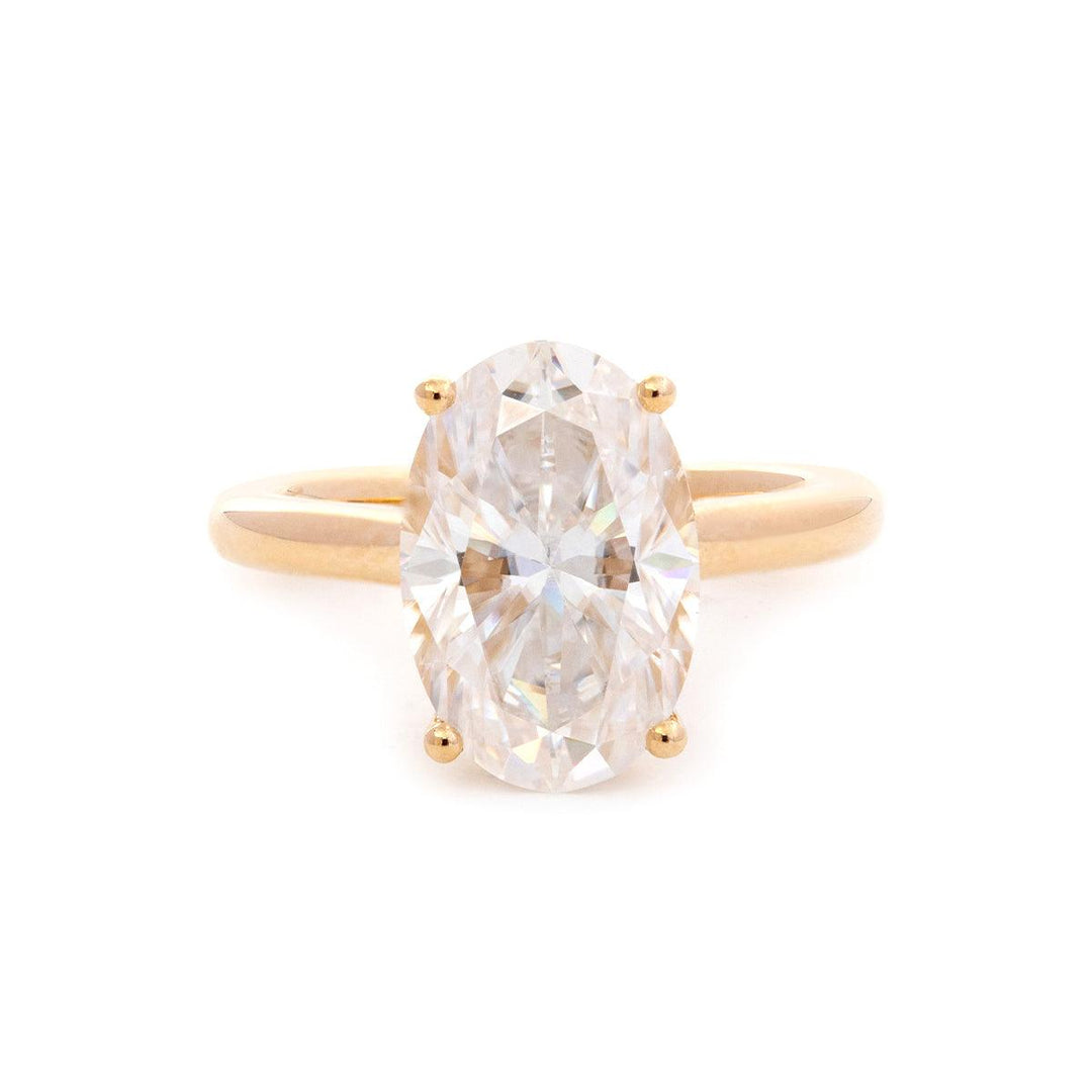 Oval Lab Diamond 4 - Round Prong Hidden Halo Cathedral Bridal Set — Engagement Ring with Oval Lab Diamond Half Eternity Shared - Prong Band - FIORESE JEWELRY