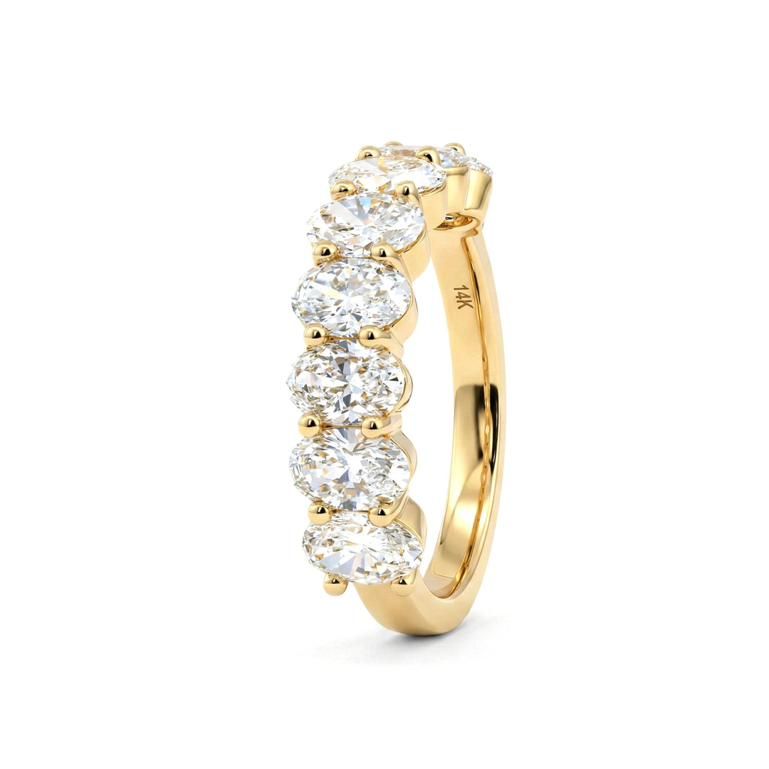 Oval Lab Diamond Half Eternity Ring with Shared Prong Setting - FIORESE JEWELRY