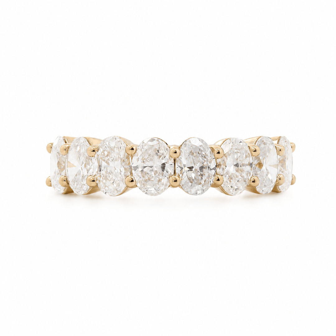 Oval Lab Diamond Half Eternity Ring with Shared Prong Setting - FIORESE JEWELRY