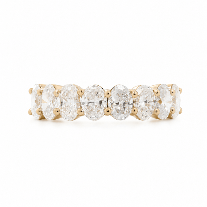 Oval Lab Diamond Half Eternity Ring with Shared Prong Setting - FIORESE JEWELRY