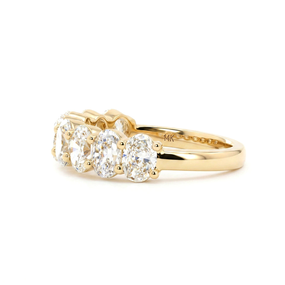 Oval Lab Diamond Half Eternity Ring with Shared Prong Setting - FIORESE JEWELRY