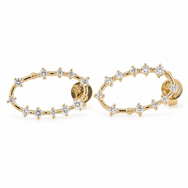 Oval Spaced Diamond Hoop Earrings - FIORESE JEWELRY